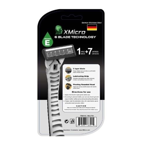 XMicro Razor 7 Blade Refills German Stainless Steel Vitamin E Lubricated Shave Image 2