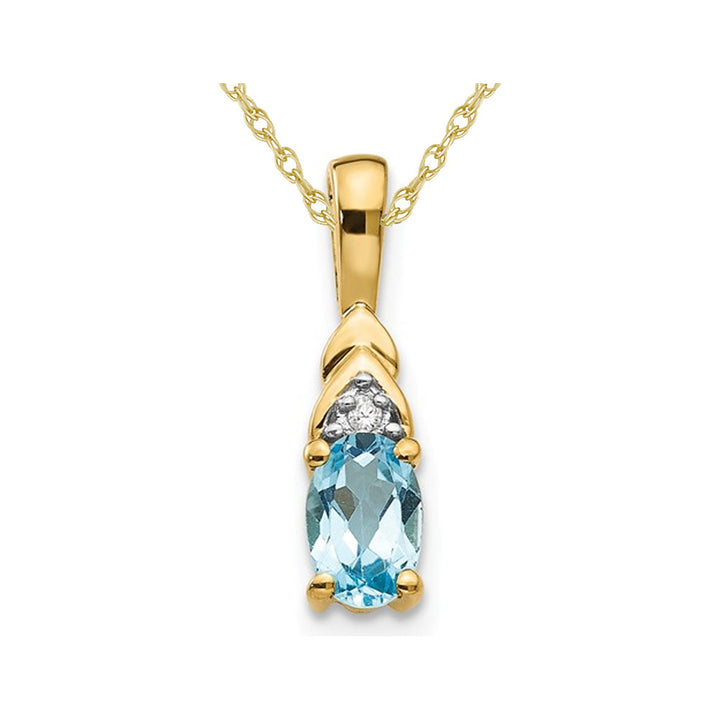 3/5 Carat (ctw) Blue Topaz Pendant Necklace in 14K Yellow Gold with Chain Image 1