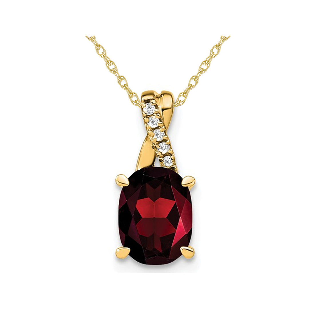 7/10 Carat (ctw) Natural Garnet Twist Pendant Necklace in 10K Yellow Gold with Chain Image 1