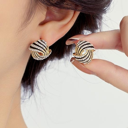 Black Stripe Set Zircon EarringsLight LuxuryHigh GradeFashionable EarringsElegant Style,Diamond Earrings Image 1