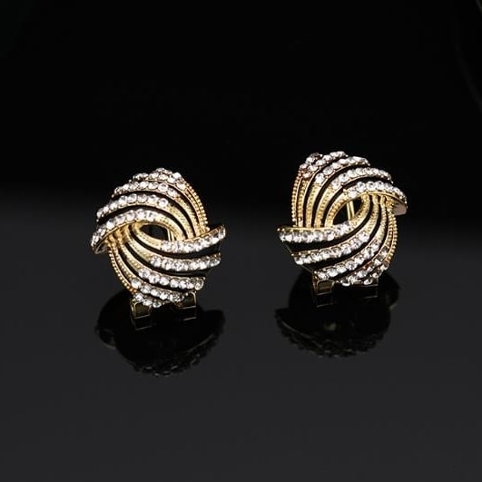 Black Stripe Set Zircon EarringsLight LuxuryHigh GradeFashionable EarringsElegant Style,Diamond Earrings Image 3