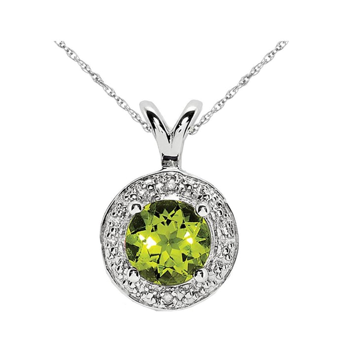 9/10 Carat (ctw) Natural Peridot Solitaire Pendant Necklace in Sterling Silver with Chain Image 1