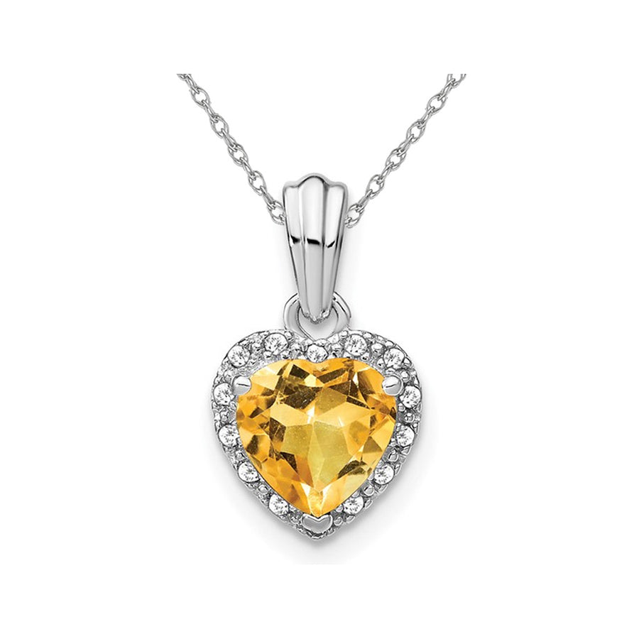 1.40 Carat (ctw) Citrine Heart Pendant Necklace in Sterling Silver with Chain Image 1