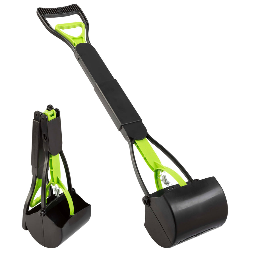 Foldable Pooper Scooper for Dogs and Cats Ergonomic Handle Green Portable 27" Image 1