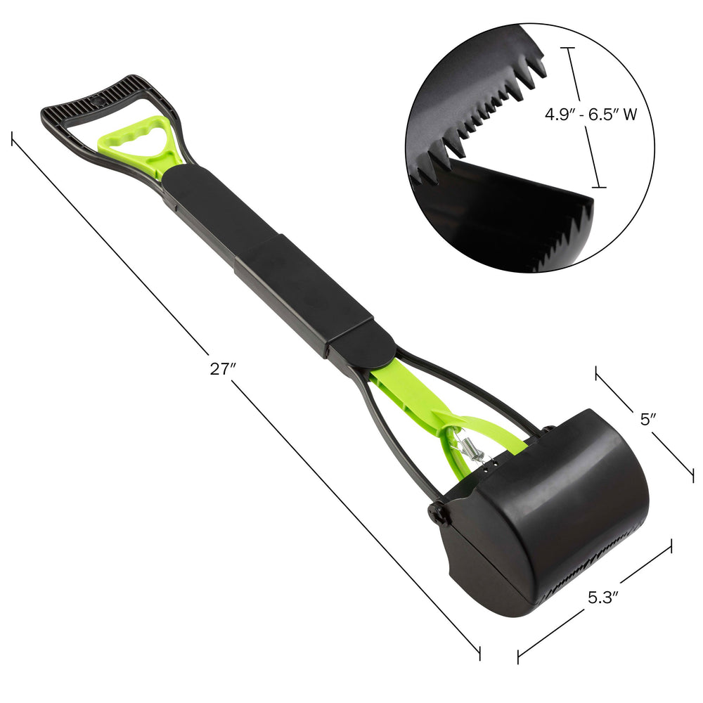 Foldable Pooper Scooper for Dogs and Cats Ergonomic Handle Green Portable 27" Image 2