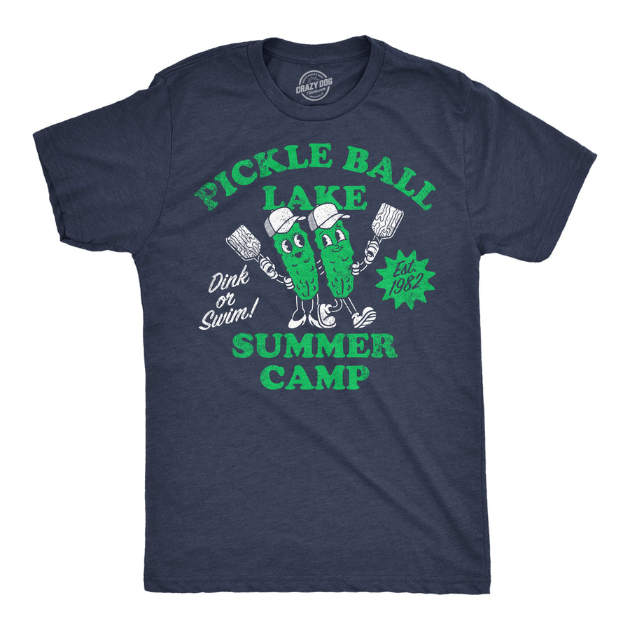 Mens Pickleball Lake Summer Camp T Shirt Funny Pickle Ball Lovers Joke Tee For Guys Image 1