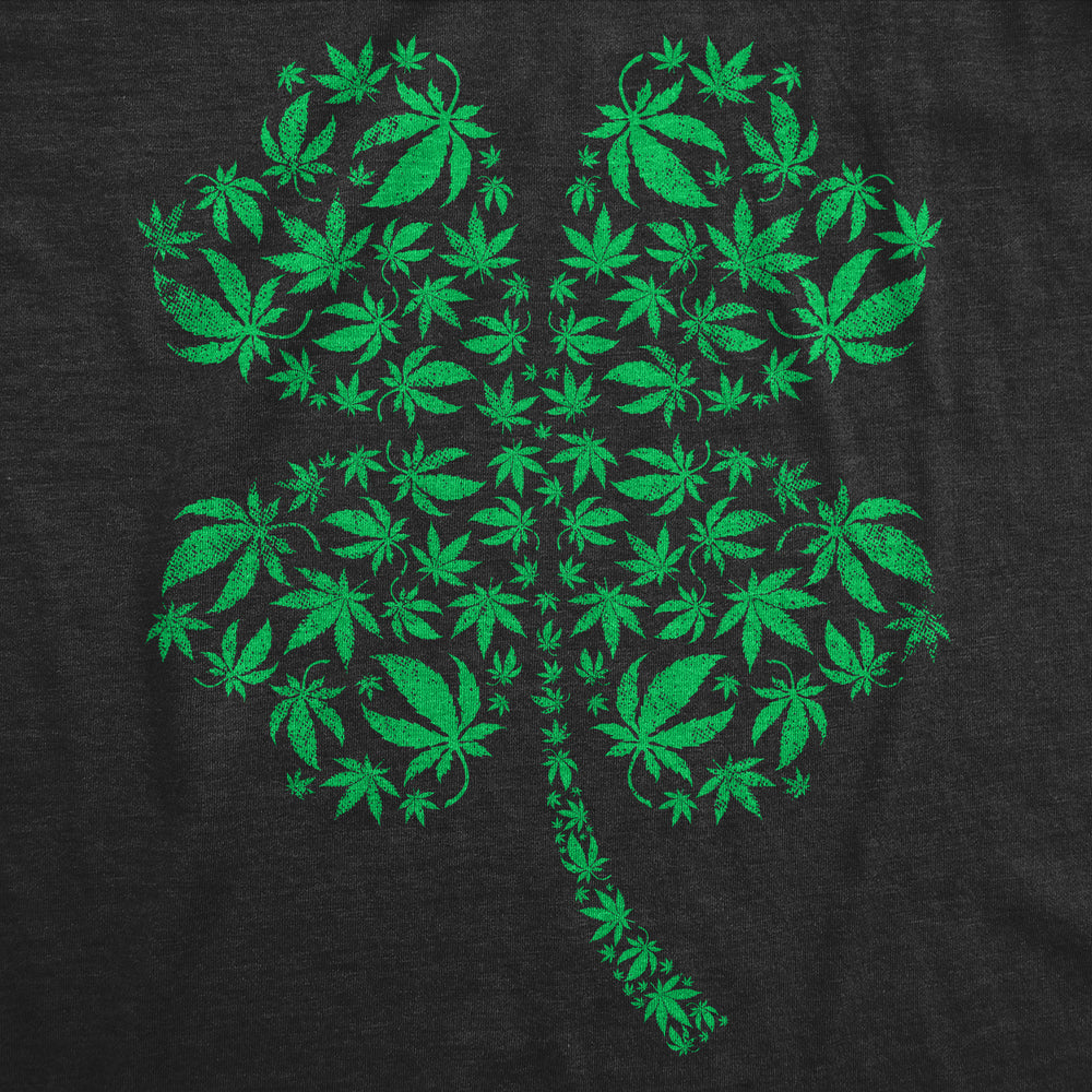 Mens Clover Made Of Pot Leaves T Shirt Funny St Pattys Day 420 Lovers Weed Joke Tee For Guys Image 2