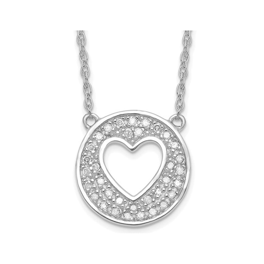 1/6 Carat (ctw) Diamond Circle Heart Pendant Necklace in Sterling Silver with Chain Image 1