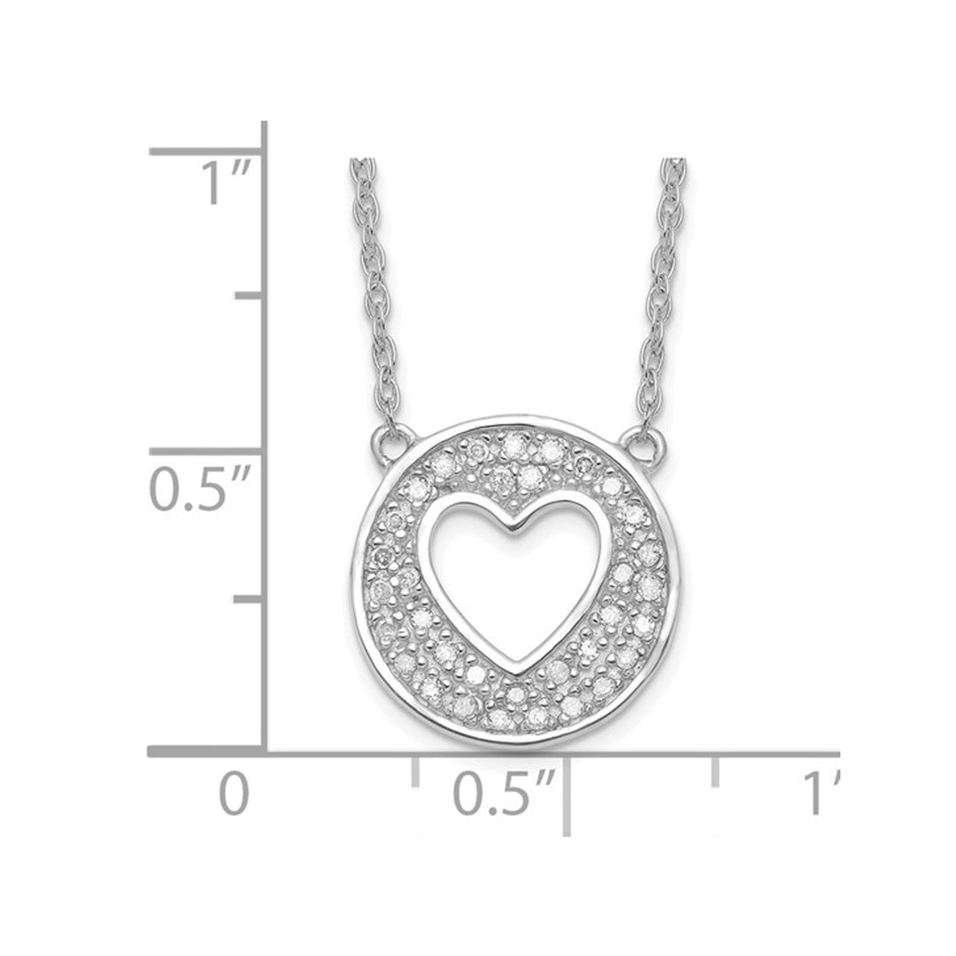 1/6 Carat (ctw) Diamond Circle Heart Pendant Necklace in Sterling Silver with Chain Image 3