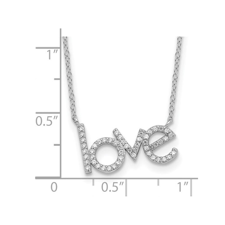 Sterling Silver LOVE Charm Necklace with Cubic Zirconia (CZ)s Image 3