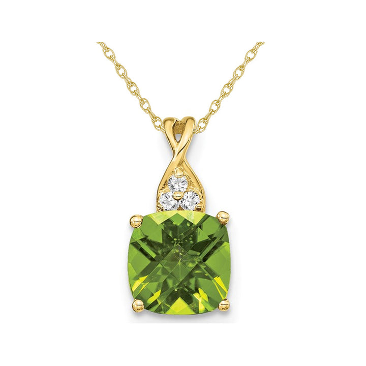 1.89 (ctw) Cushion-Cut Peridot Pendant Necklace in 14K Yellow Gold with Chain Image 1
