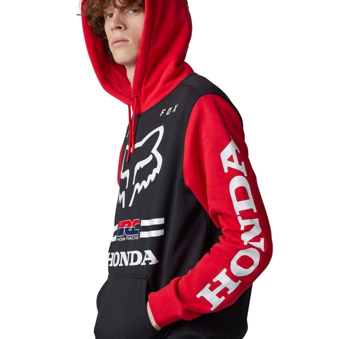 Fox Racing Mens Fleece Hoodie Standard Fox X Honda Flame Red Size L Image 1