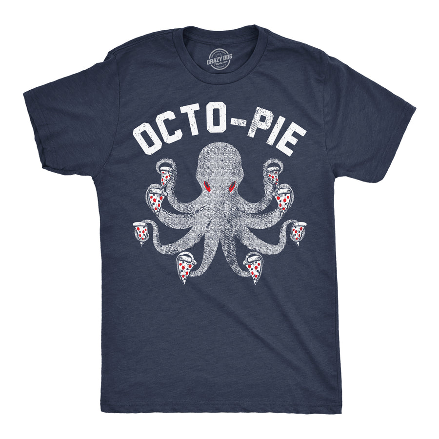 Mens Octo Pie T Shirt Funny Pizza Lovers Octopus Joke Tee For Guys Image 1