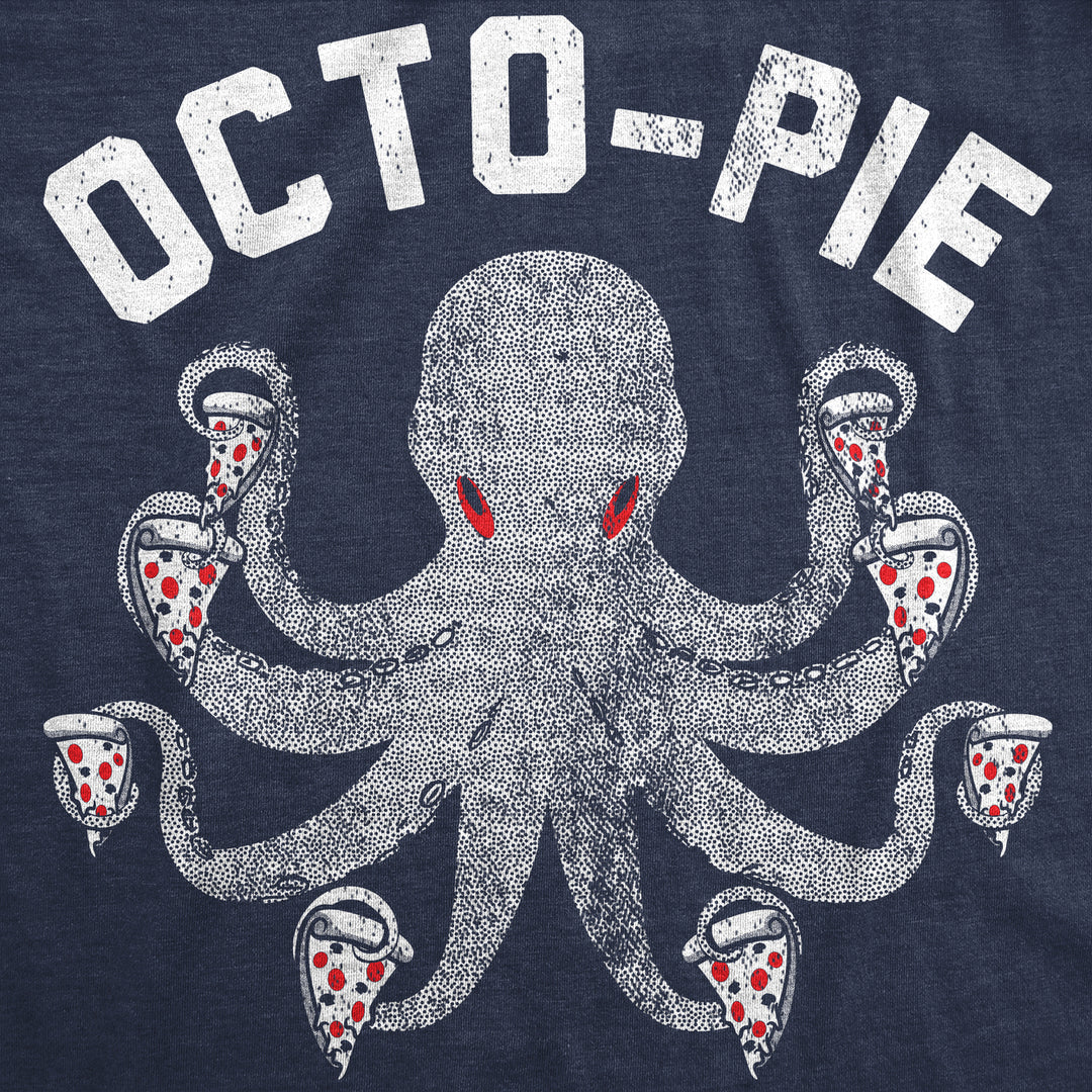 Mens Octo Pie T Shirt Funny Pizza Lovers Octopus Joke Tee For Guys Image 2