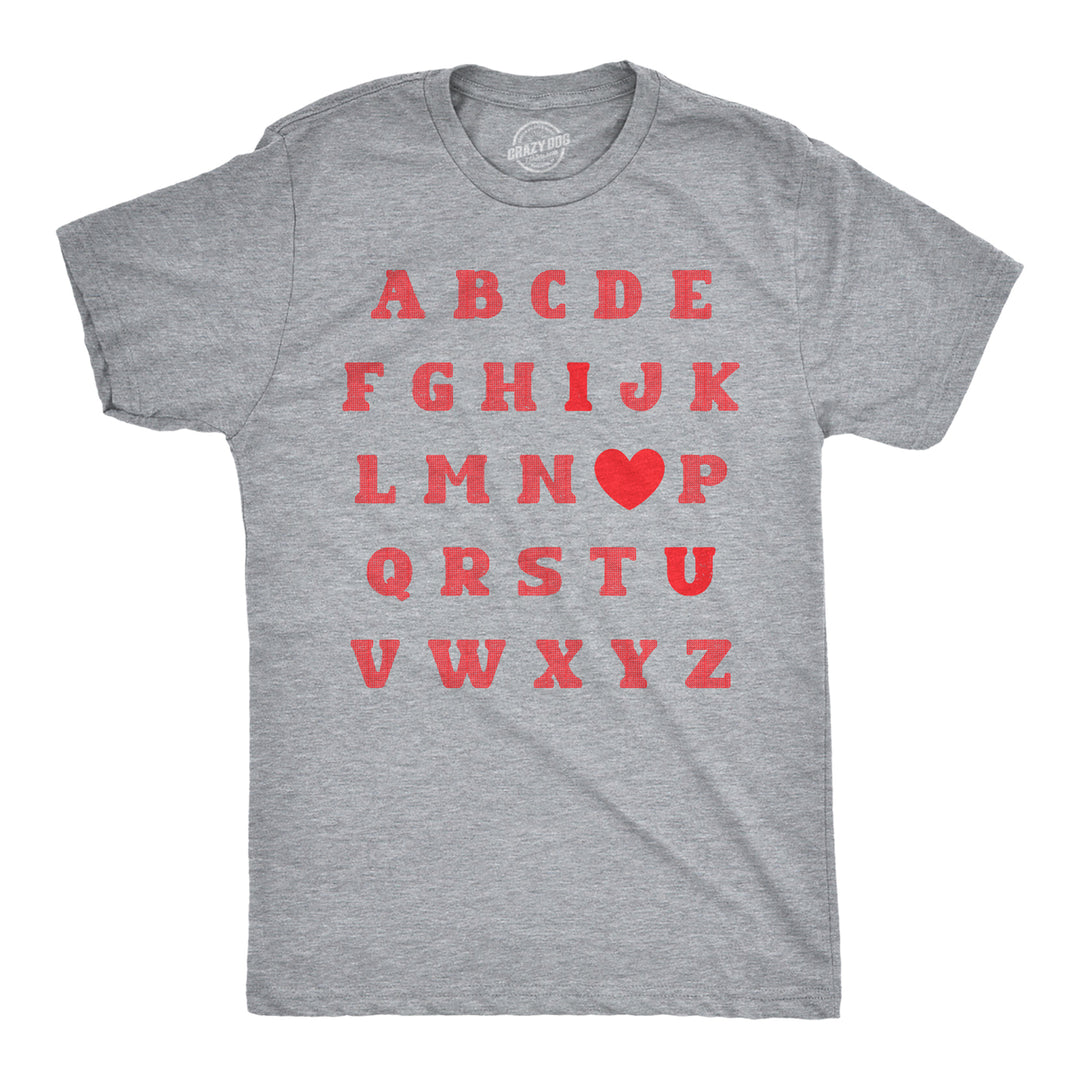 Mens Valentine Alphabet T Shirt Funny Cute Valentines Day Gift Lovers Tee For Guys Image 1