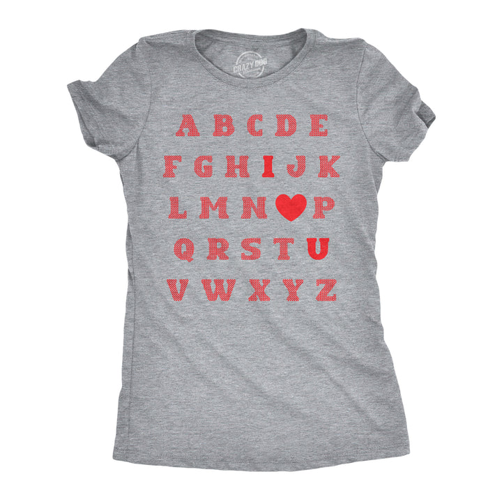 Womens Valentine Alphabet T Shirt Funny Cute Valentines Day Gift Lovers Tee For Ladies Image 1