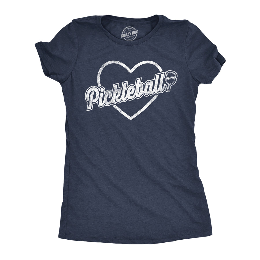 Womens Pickleball Heart T Shirt Funny Awesome Pickle Ball Lovers Tee For Ladies Image 1