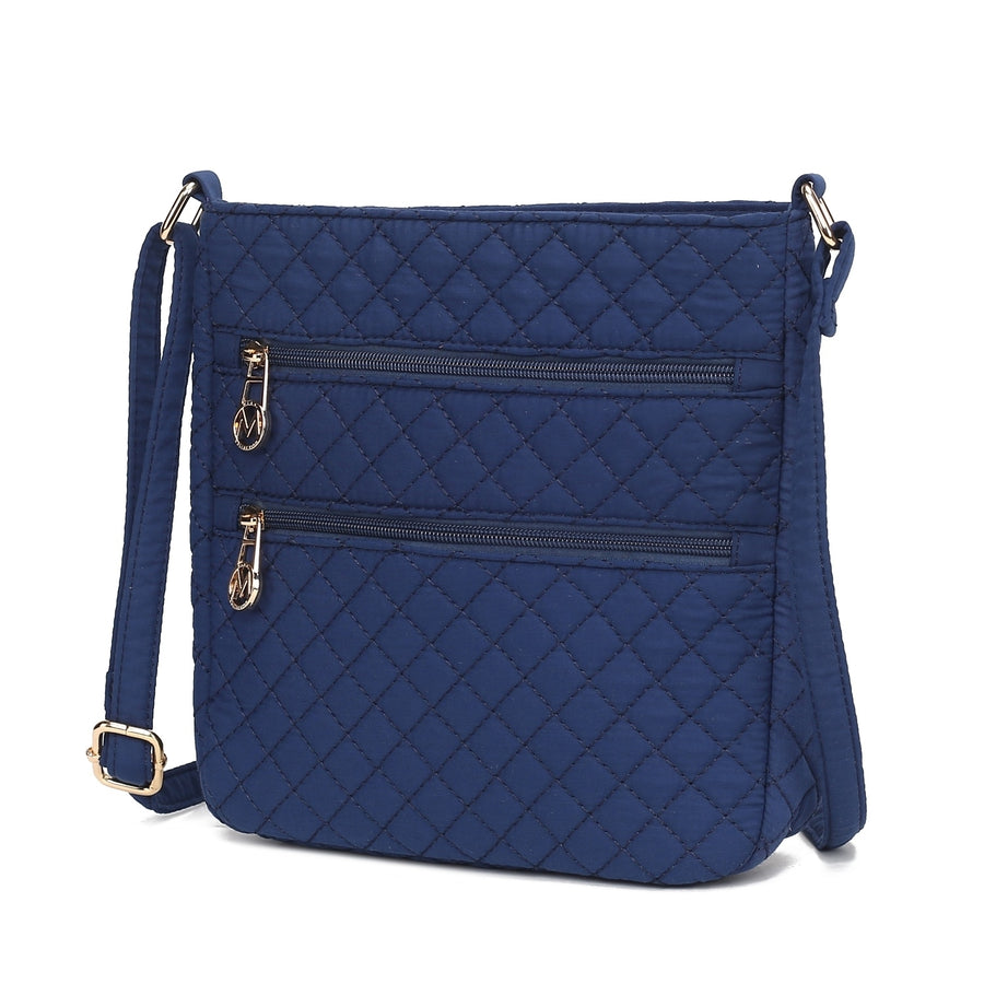 MKF Collection Lainey Solid Quilted Cotton Multi-Functional Shoulder Bag Women Crossbody Bag Multi Pockets by Mia K. Image 4