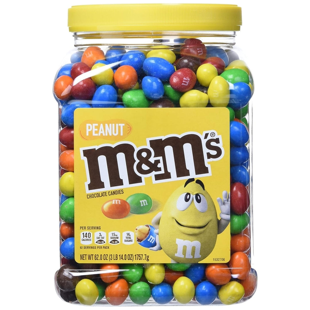 MandMs Peanut Milk Chocolate Candy Bulk Jar (62 Ounce) Image 1