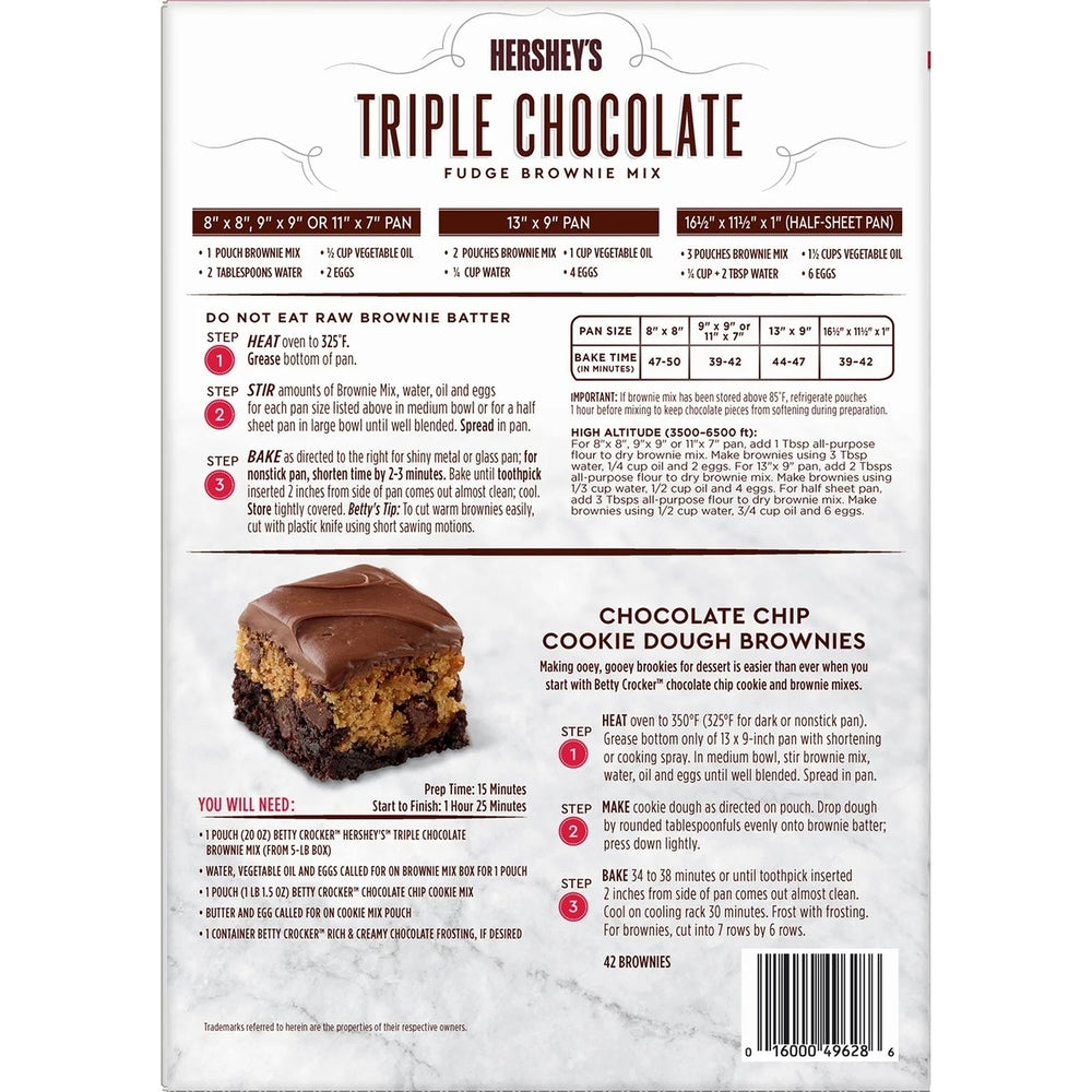 Betty Crockers Hersheys Triple Chocolate Brownie Mix (20 Ounce ea.4 Pack) Image 2