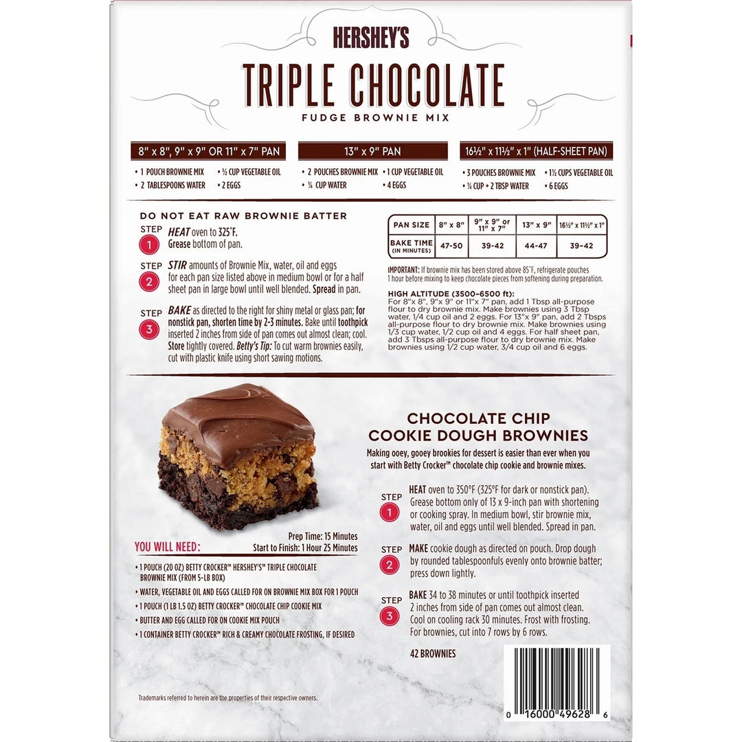 Betty Crockers Hersheys Triple Chocolate Brownie Mix (20 Ounce ea. 4 Pack) Image 2