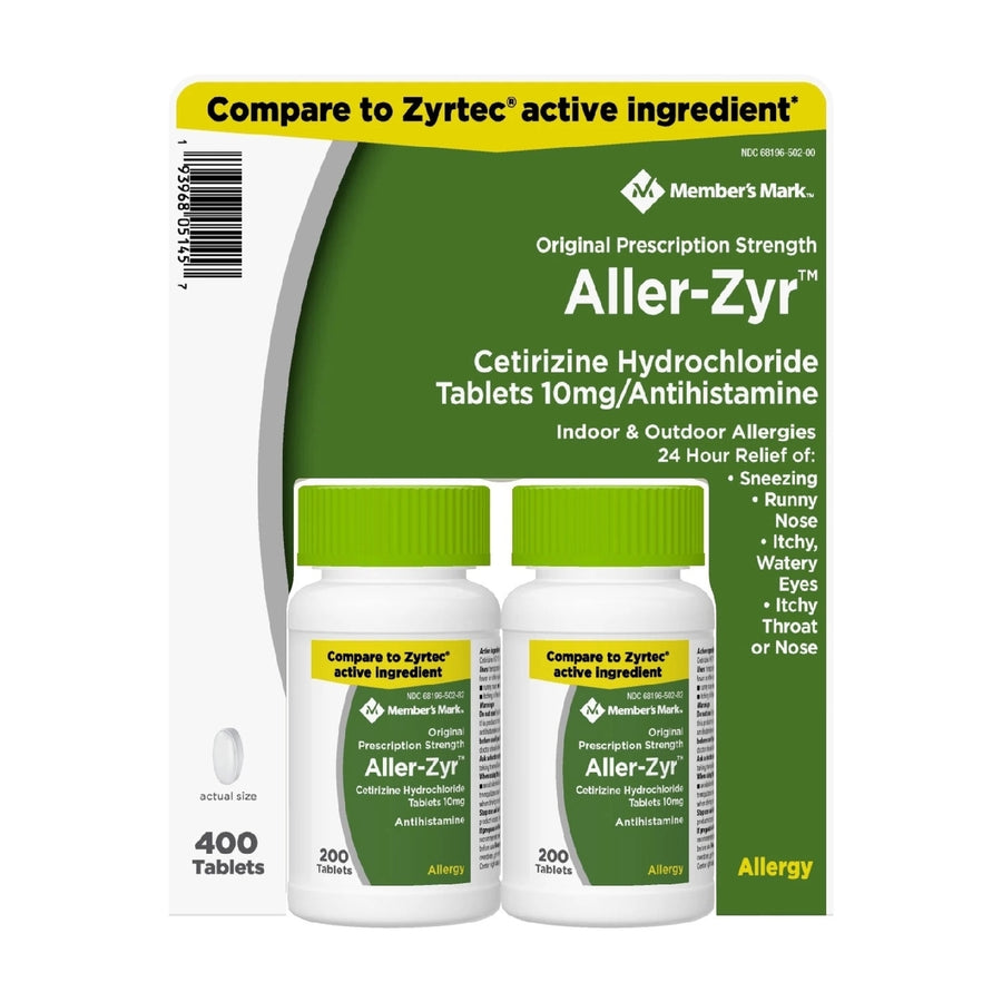 Members Mark Aller-Zyr 24-Hour Indoor/Outdoor Allergy Relief Tablet (400 Count) Image 1