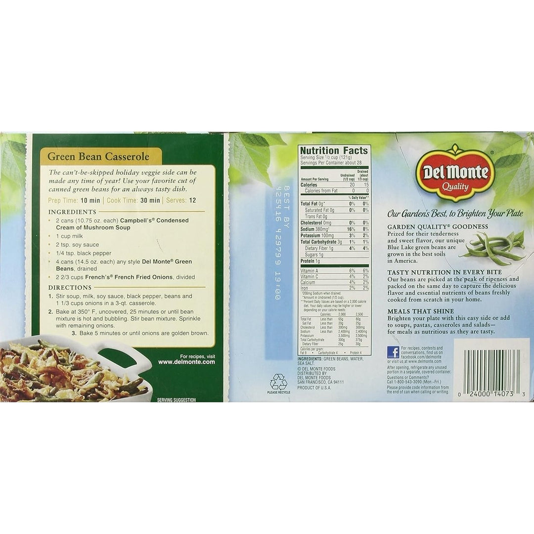 Del Monte Cut Green Beans 14.5 Ounce (8 Pack) Image 3