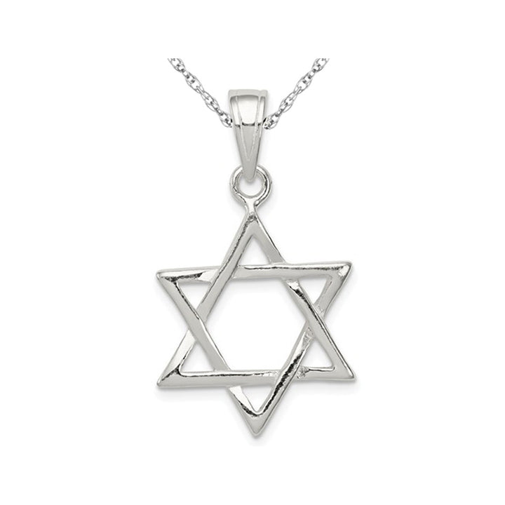 Sterling Silver Star of David Pendant Necklace with Chain Image 1