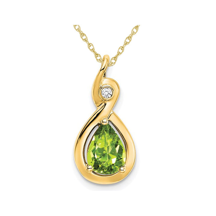 1/2 Carat (ctw) Natural Green Peridot Drop Pendant Necklace in 14K Yellow Gold with Chain Image 1