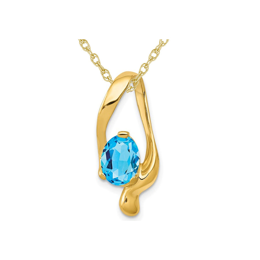 1.30 Carat (ctw) Blue Topaz Pendant Necklace in 14K Yellow Gold with Chain Image 1