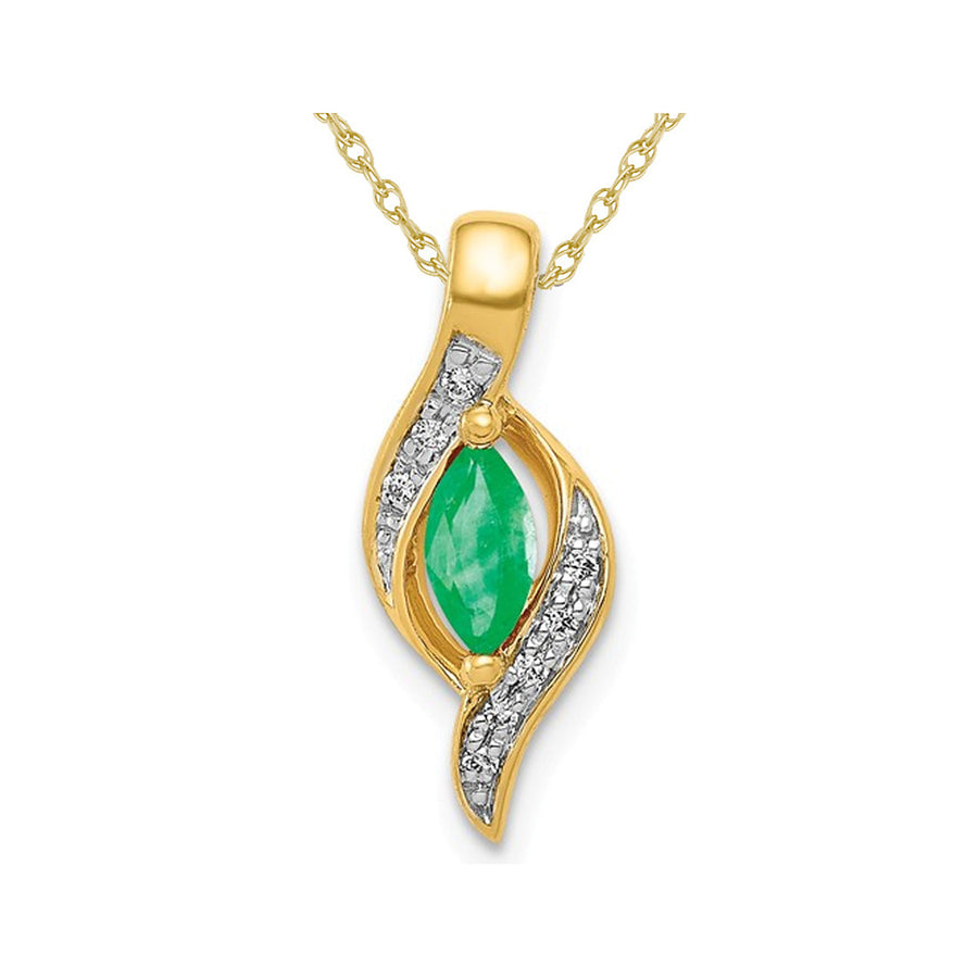 1/6 Carat (ctw) Natural Emerald Pendant Necklace in 14K Yellow Gold with Chain Image 1
