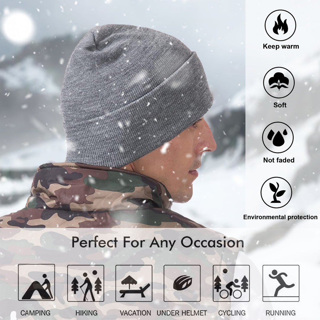 CozyClassic Mens Thermal Knit Beanie Ultra-Soft Stretchable Breathable Winter Wear Image 8