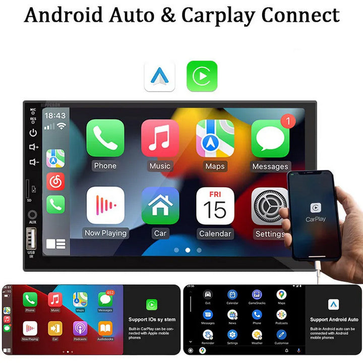 7 Inch Car Radio Apple Andriod Carplay BT Car Stereo Touch Screen Double 2Din+Camera Image 3