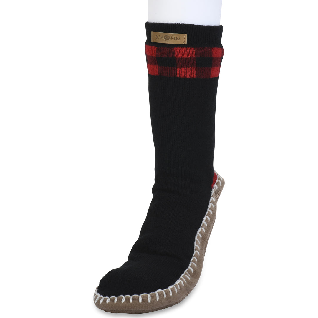 Gaahuu mens acrylic knit faux shearling lined slipper sock Image 2