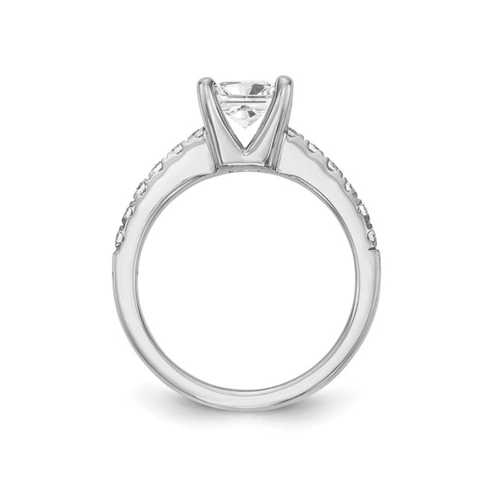 1.20 Carat (ctw VS2D-E-F) Certified Princess Lab-Grown Diamond By-Pass Engagement Ring in 14K White Gold Image 3