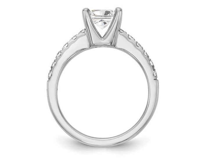 1.90 Carat (ctw VS2D-E-F) Certified Princess Lab-Grown Diamond By-Pass Engagement Ring in 14K White Gold Image 3