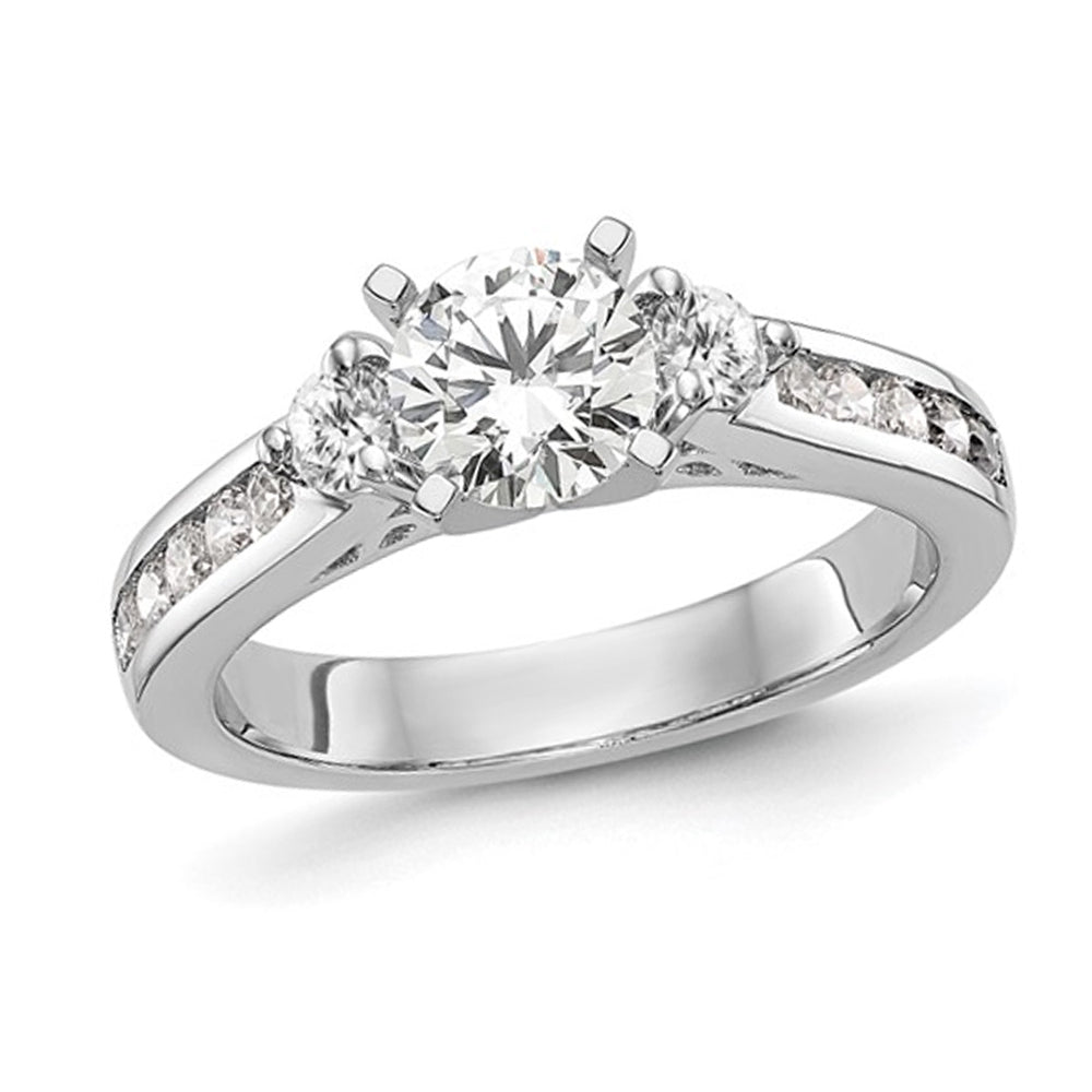 1.51 Carat (ctw VS2-VS1 D-E-F) IGI Certified Lab-Grown Three-Stone Diamond Engagement Ring 14K White Gold Image 1