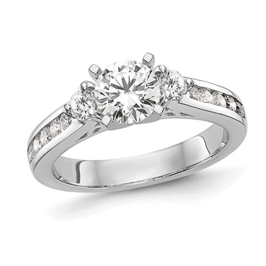 1.51 Carat (ctw VS2-VS1D-E-F) IGI Certified Lab-Grown Three-Stone Diamond Engagement Ring 14K White Gold Image 1