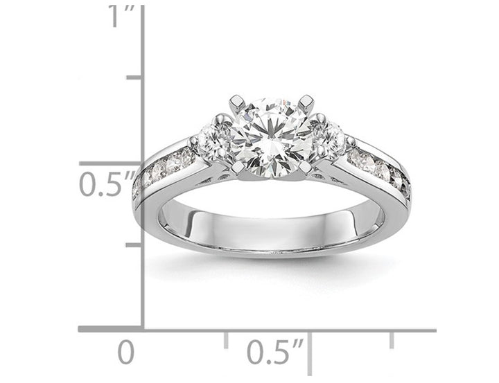 1.51 Carat (ctw VS2-VS1 D-E-F) IGI Certified Lab-Grown Three-Stone Diamond Engagement Ring 14K White Gold Image 4