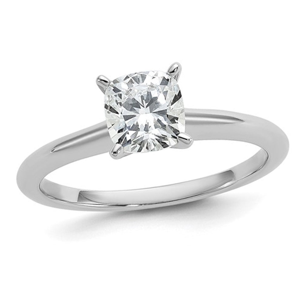 1.00 Carat (ctw VS2-VS1D-E-F) IGI Certified Cushion-Cut Lab Grown Diamond Solitaire Engagement Ring in 14K White Gold Image 1