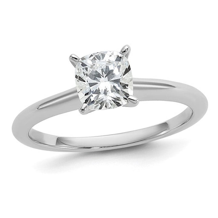 1.00 Carat (ctw VS2-VS1 D-E-F) IGI Certified Cushion-Cut Lab Grown Diamond Solitaire Engagement Ring in 14K White Gold Image 1