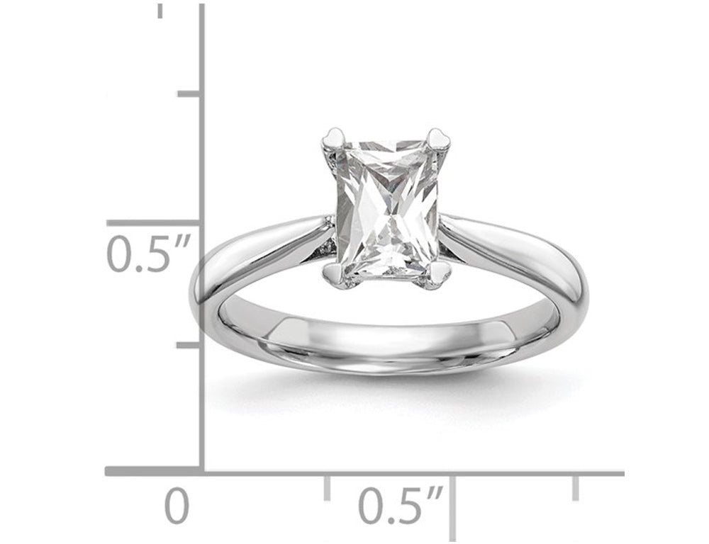 1.00 Carat (ctw VS2G-H) Emerald-Cut Certified Lab-Grown Diamond Solitaire Engagement Ring in 14K White Gold Image 3