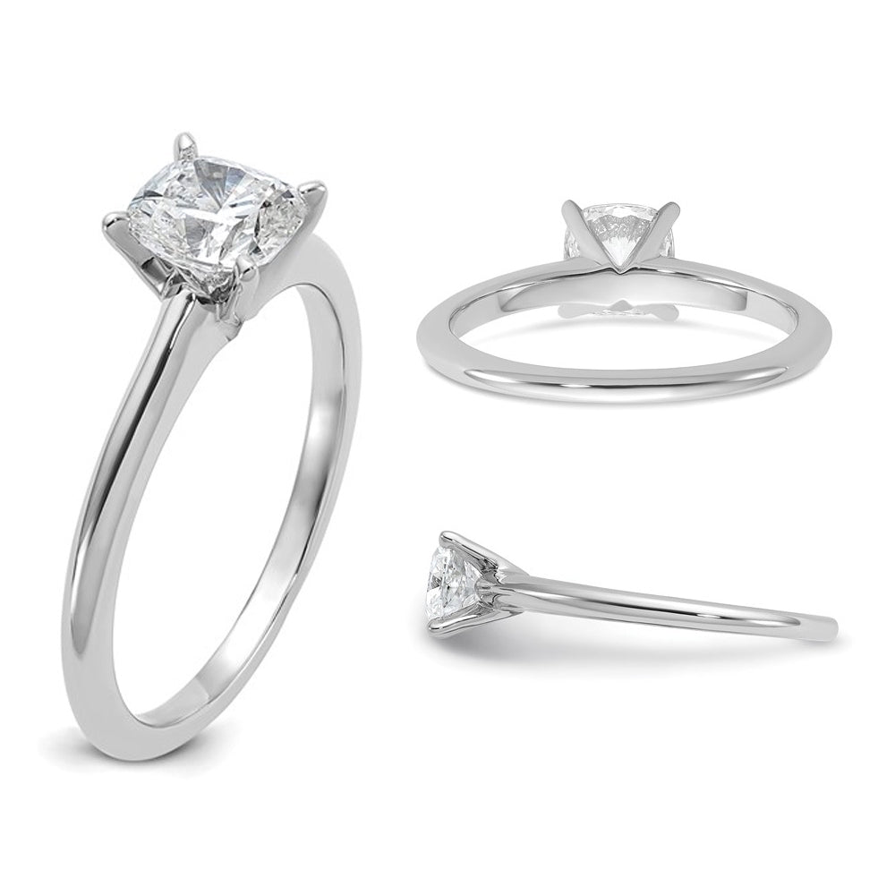 1.00 Carat (ctw VS2-VS1D-E-F) IGI Certified Cushion-Cut Lab Grown Diamond Solitaire Engagement Ring in 14K White Gold Image 2