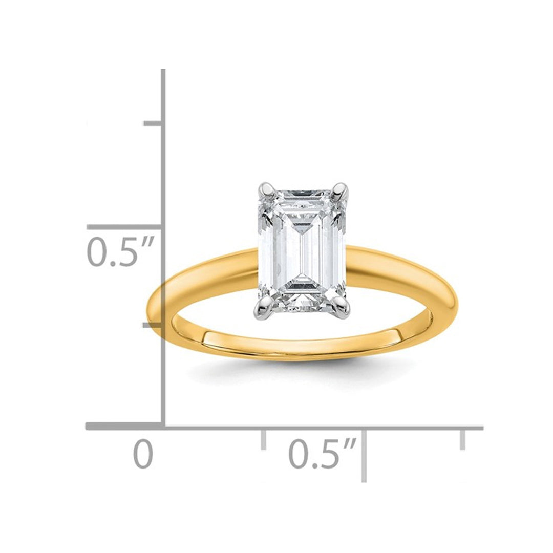 1.50 Carat (ctw VS2G-H) Emerald-Cut Certified Lab-Grown Diamond Solitaire Engagement Ring in 14K Yellow Gold Image 3