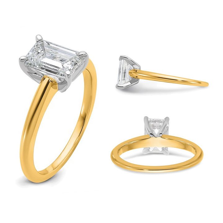 1.50 Carat (ctw VS2G-H) Emerald-Cut Certified Lab-Grown Diamond Solitaire Engagement Ring in 14K Yellow Gold Image 4