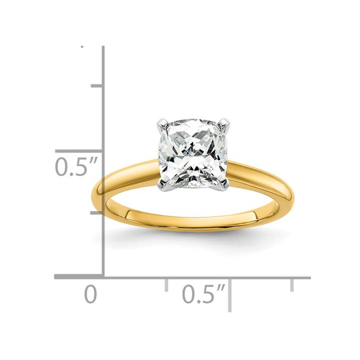 1.75 Carat (ctw VS2D-E-F) Certified Cushion-Cut Lab Grown Diamond Solitaire Engagement Ring in 14K Yellow Gold Image 3