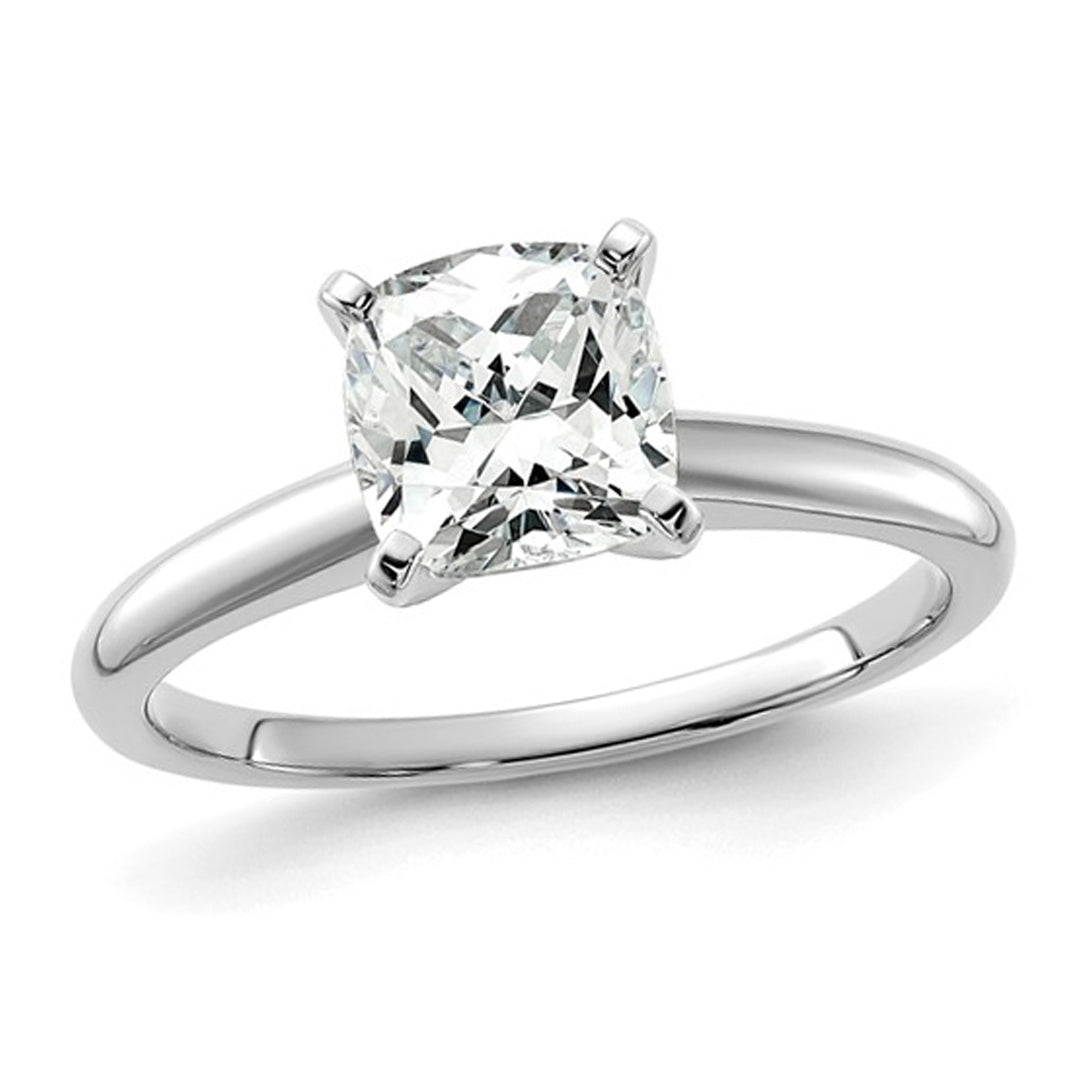 1.75 Carat (ctw VS2D-E-F) Certified Cushion-Cut Lab Grown Diamond Solitaire Engagement Ring in 14K White Gold Image 1