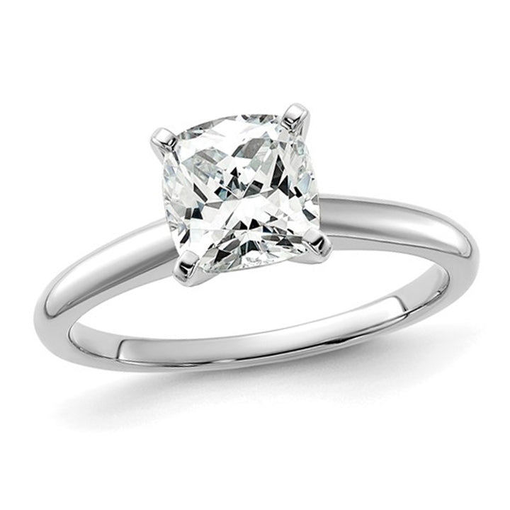 1.75 Carat (ctw VS2 D-E-F) Certified Cushion-Cut Lab Grown Diamond Solitaire Engagement Ring in 14K White Gold Image 1