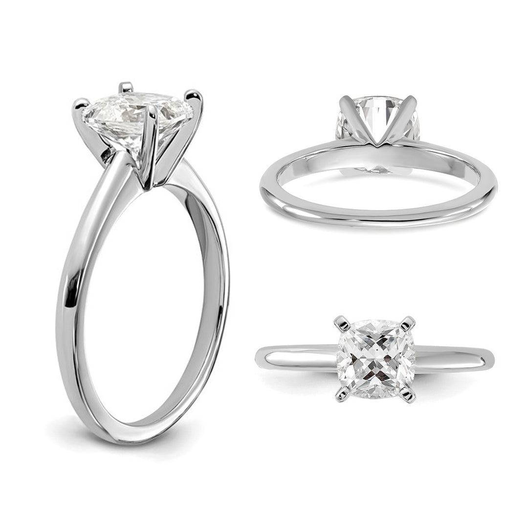 1.75 Carat (ctw VS2 D-E-F) Certified Cushion-Cut Lab Grown Diamond Solitaire Engagement Ring in 14K White Gold Image 4