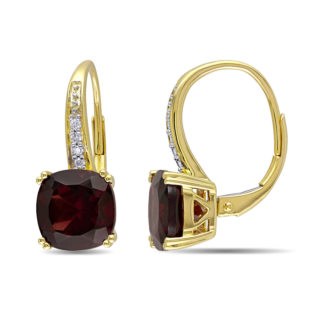 6.16 Carat (ctw) Garnet Dangle Earrings in 10K Yellow Gold Image 1